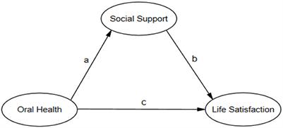 Association between self-reported oral health and life satisfaction among China's migrant elderly following children: The mediating effect of social support